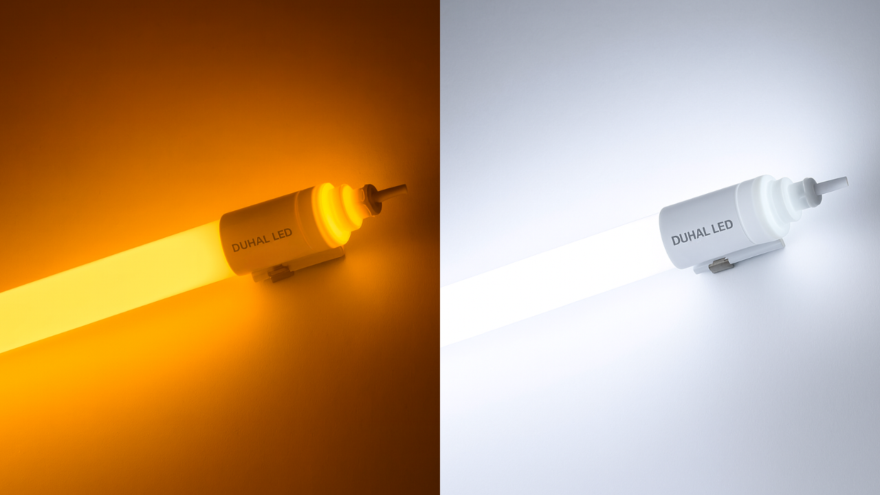 Bóng LED tube chống thấm chống bụi Duhal DHD0201 20W 1 Bóng LED tube chống thấm chống bụi Duhal DHD0201 20W có 2 sự lựa chọn về màu sắc ánh sáng